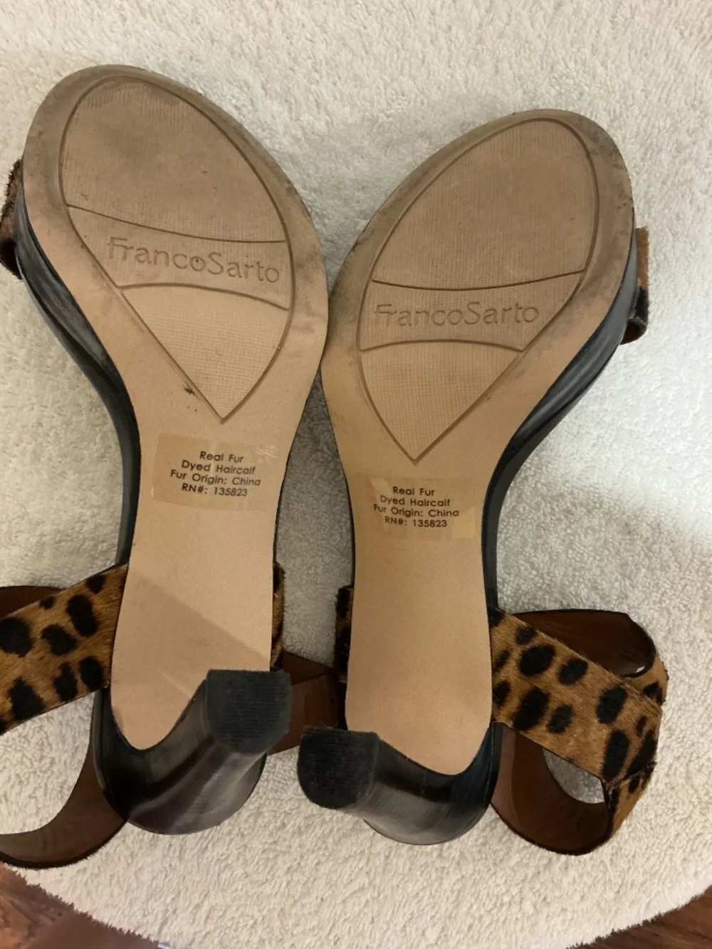 Franco Sarto Platform Animal print Calf hair Sandals Heels 7M